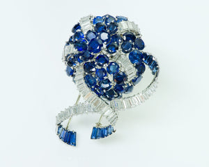Mauboussin Paris Sapphire Diamond Platinum Brooch