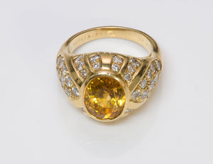 Mauboussin Unheated Yellow Sapphire Diamond 18K Gold Ring