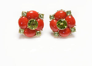 Maz 18K Gold Coral & Peridot Earrings