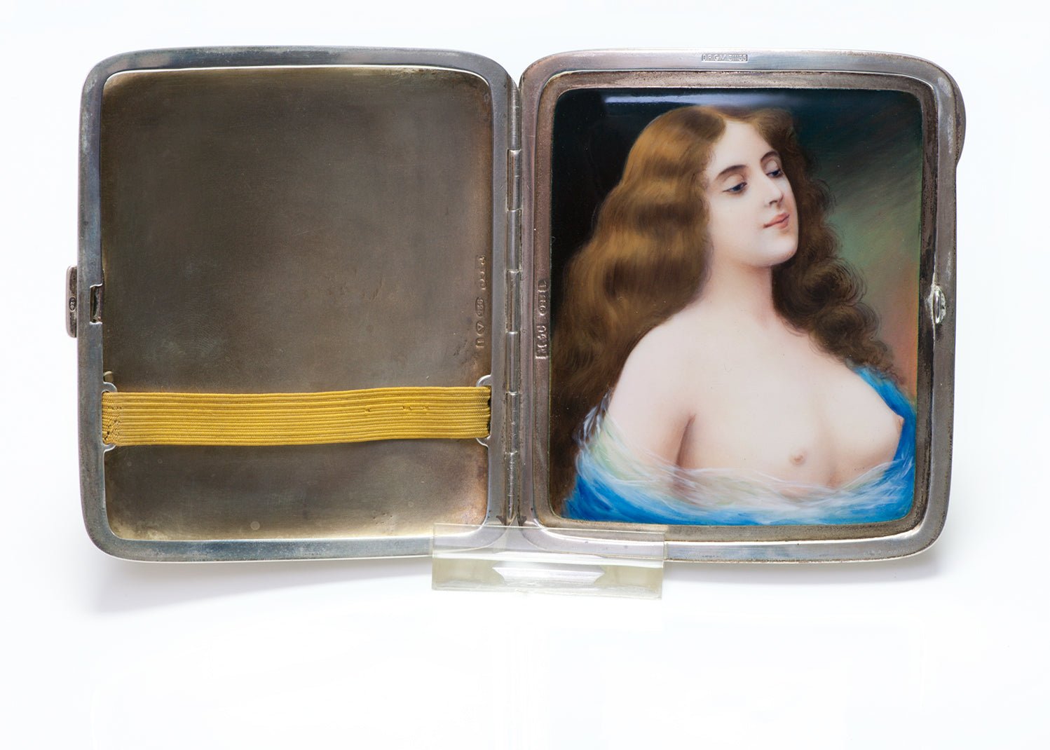 M&C Mistress Hidden Erotic Enamel Sterling Cigarette Case