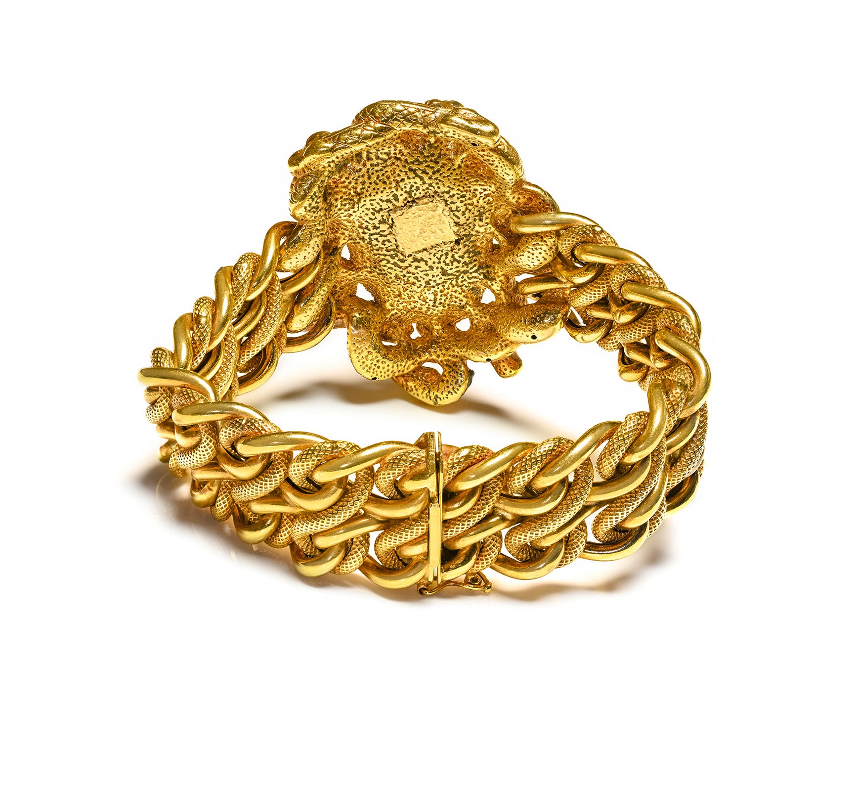 Vintage Unusual 14K Yellow Gold Medusa Bracelet