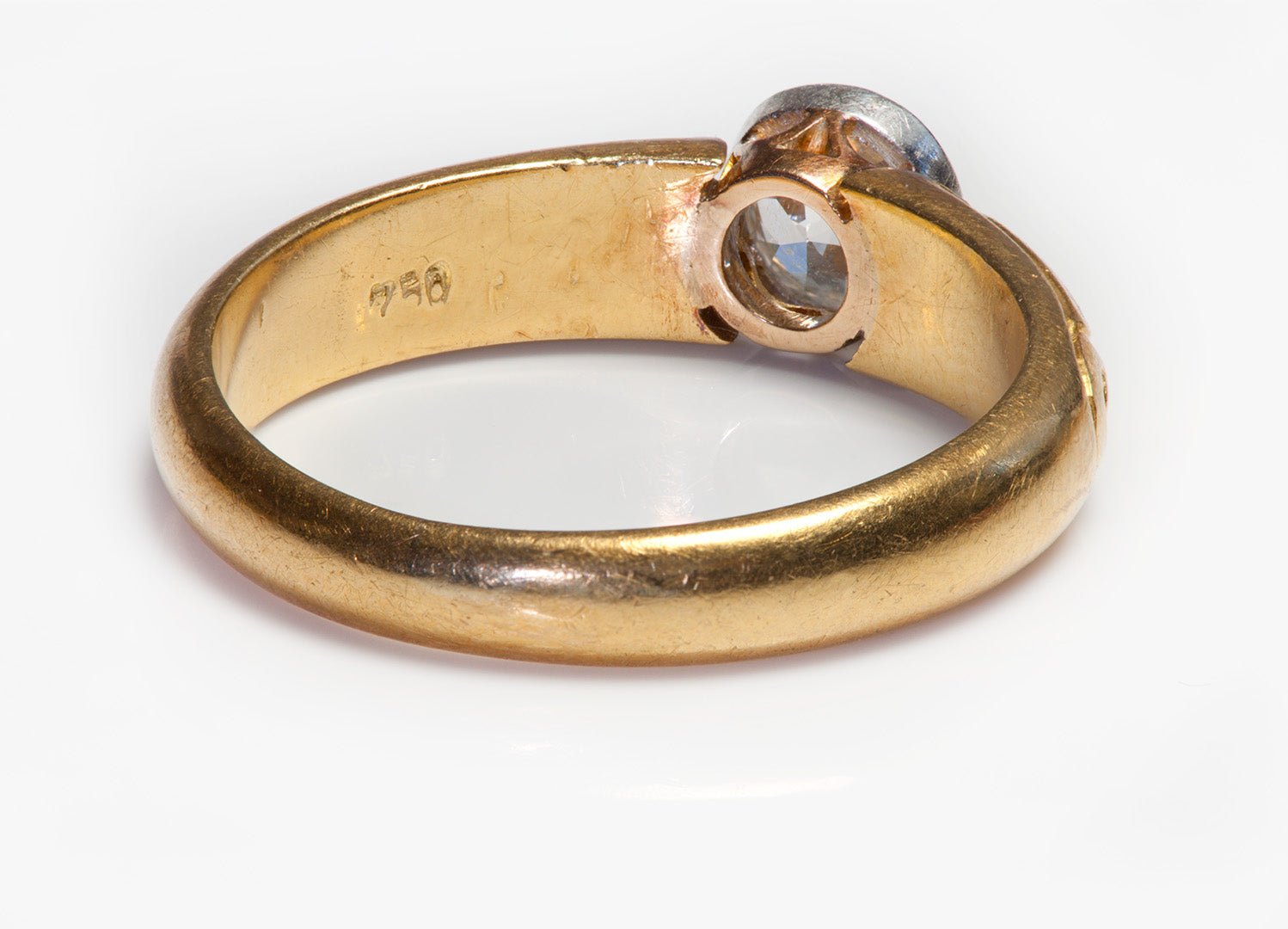 Men's Old Mine Cut Diamond 18K Gold Ring