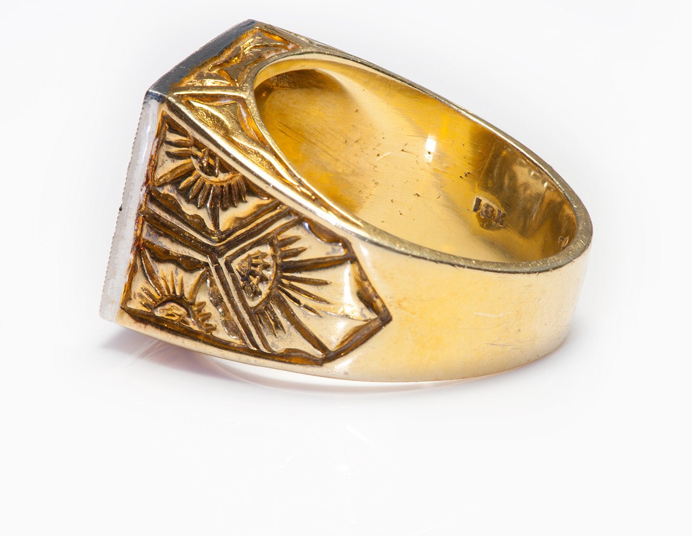Men's Vintage 18K Gold Platinum Diamond Ring