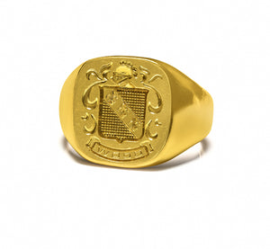 Men’s 14K Yellow Gold Heraldic Coat of Arms Signet Ring