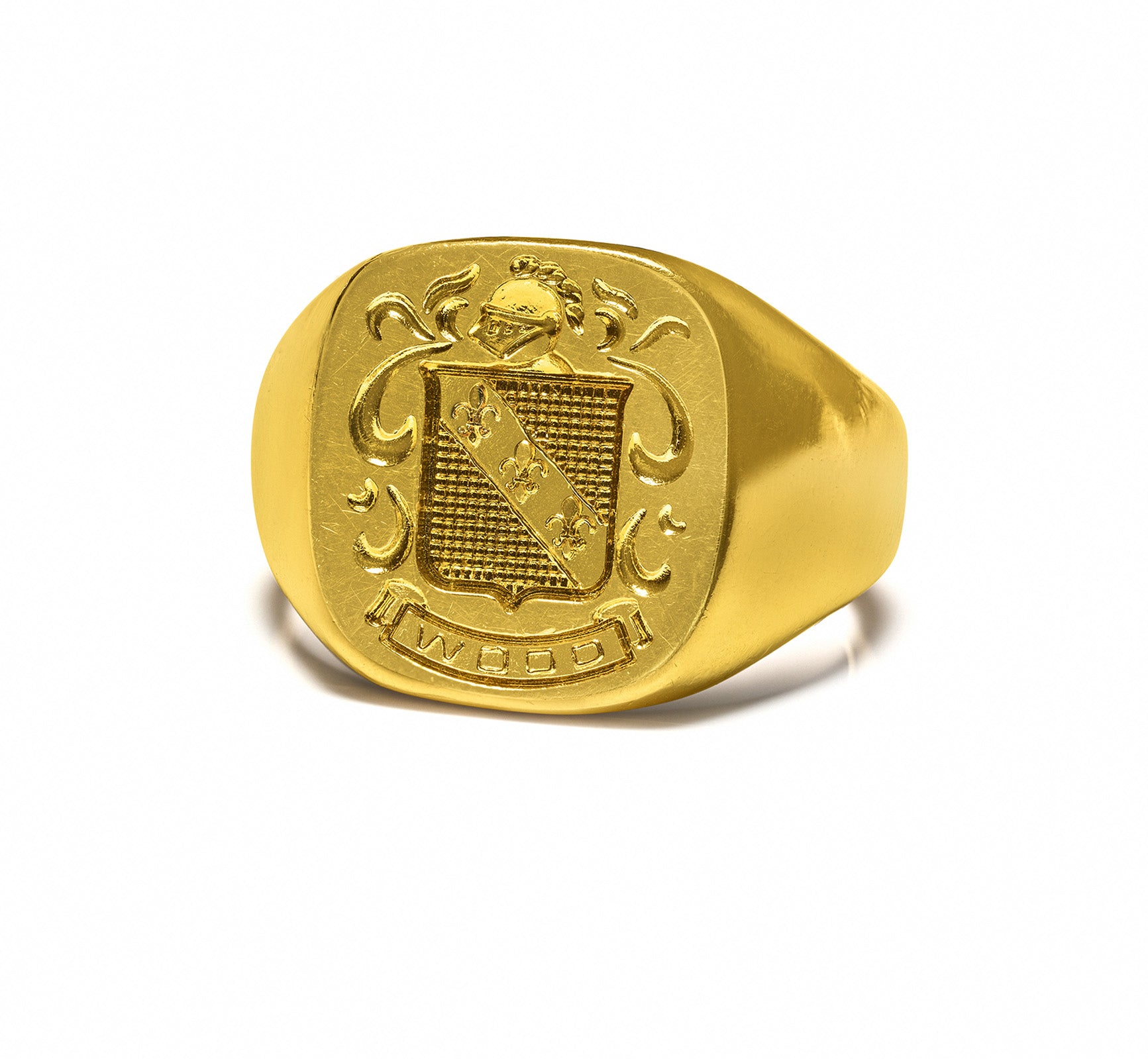 Men’s 14K Yellow Gold Heraldic Coat of Arms Signet Ring