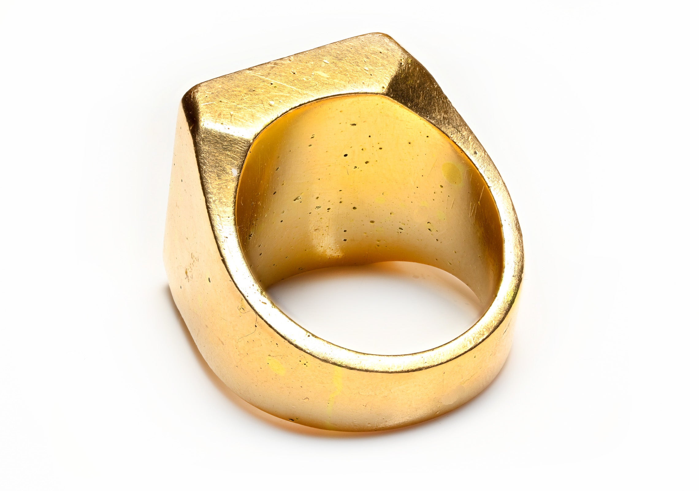 Substantial Vintage Yellow Gold Crest Men's Ring 