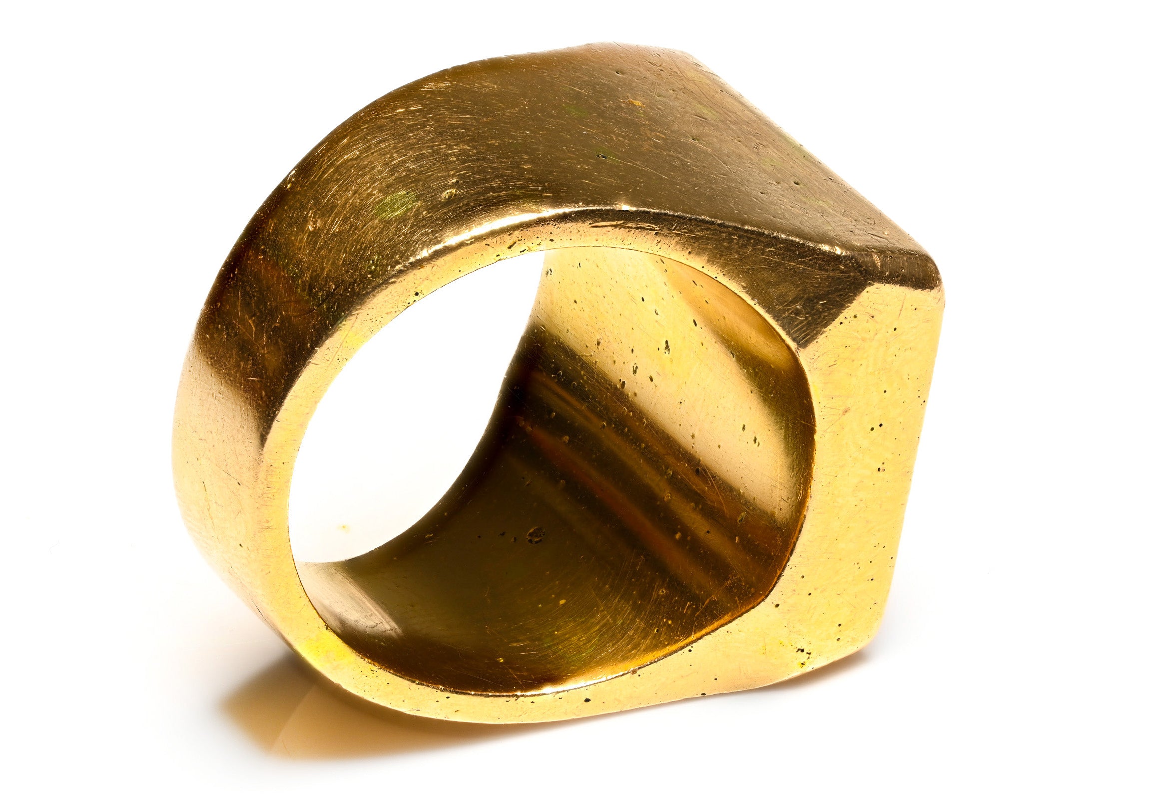 Substantial Vintage Yellow Gold Crest Men's Ring 