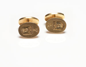 Merrin 18K Yellow Gold Crest Cufflinks
