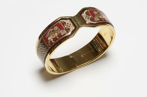 Michaela Frey Wille Red Enamel Lion Bangle Bracelet
