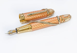 Michel Perchin Guilloche Enamel Sterling Serpent Fountain Pen