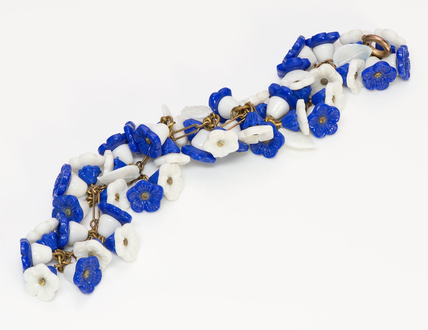 Miriam Haskell 1930’s Blue White Flower Bracelet
