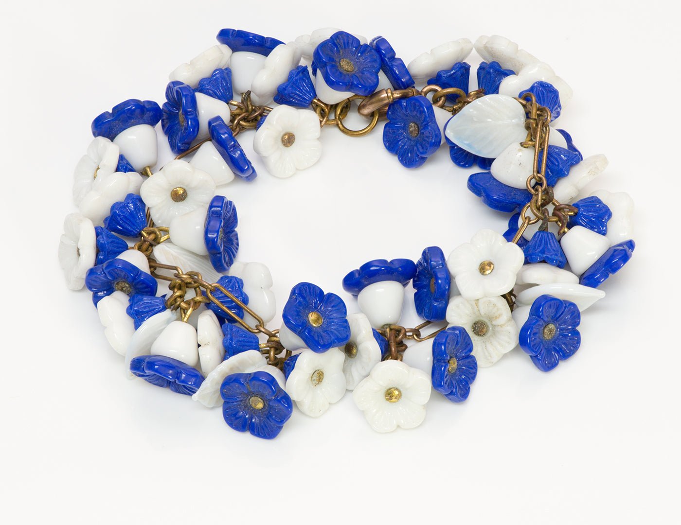 Miriam Haskell 1930’s Blue White Flower Bracelet