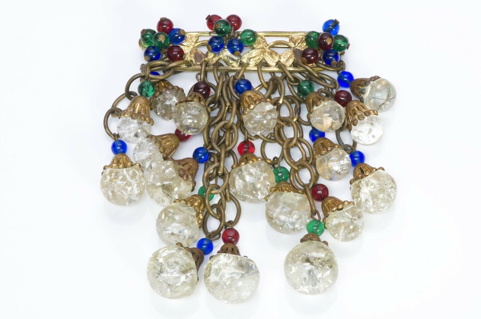 Miriam Haskell 1930’s Gripoix Glass Beads Chain Brooch