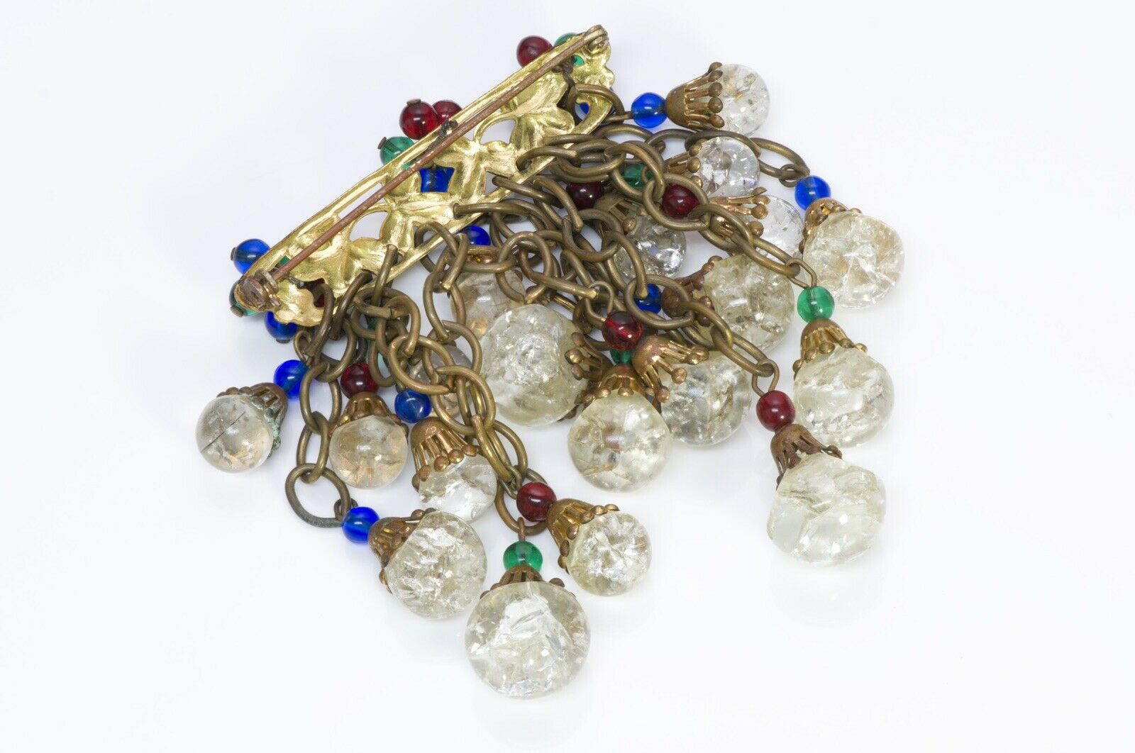 Miriam Haskell 1930’s Gripoix Glass Beads Chain Brooch