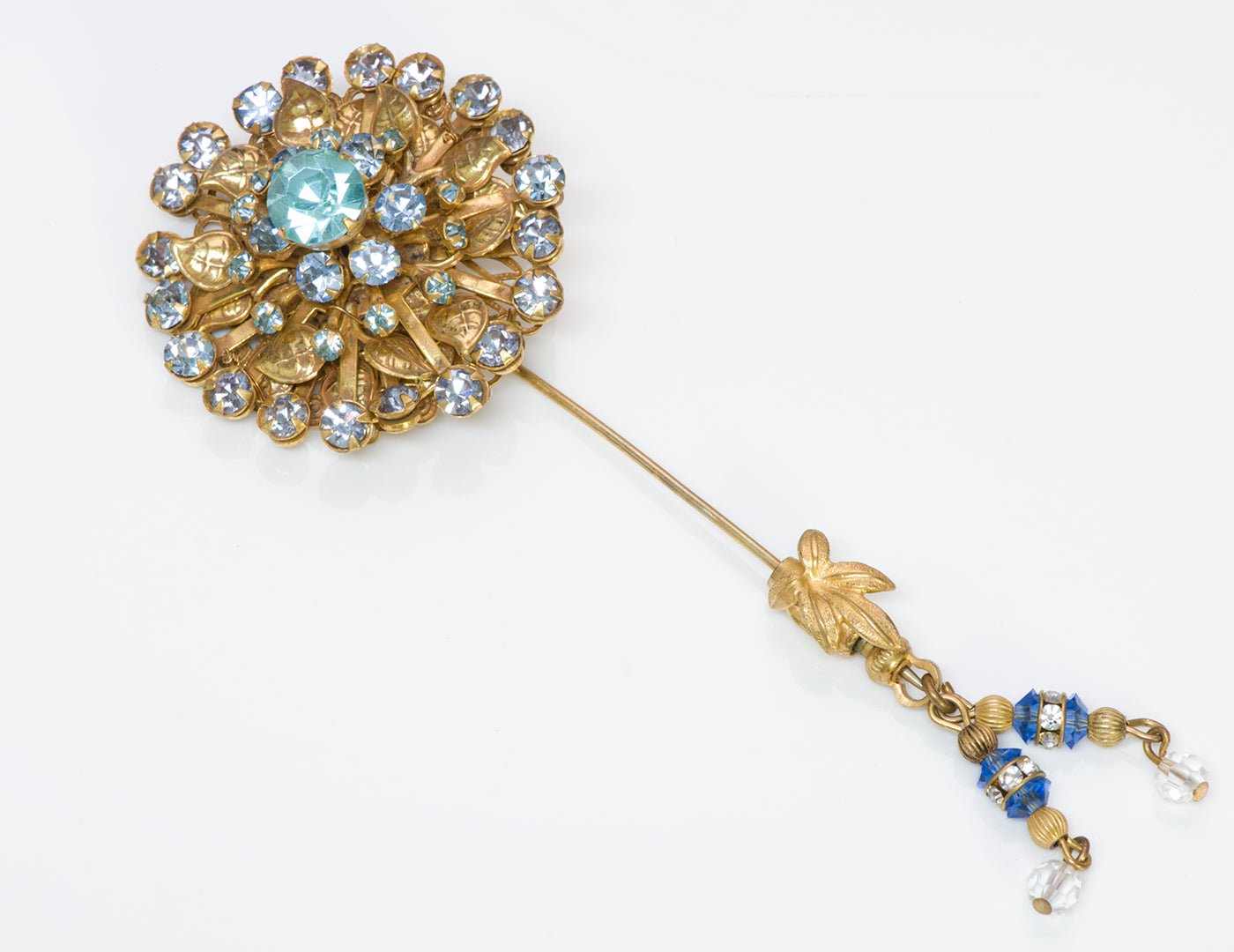 Miriam Haskell 1950’s Crystal Leaf Stickpin Brooch