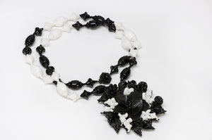 Miriam Haskell 1950’s Glass Beads Flower Leaf Necklace