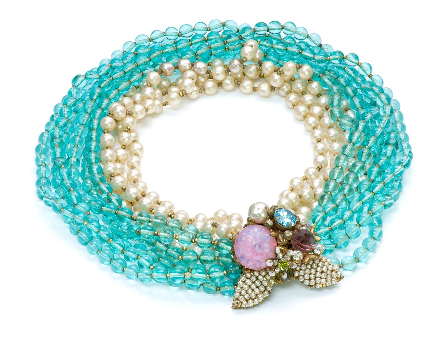 Miriam Haskell Beads Pearl Choker Necklace