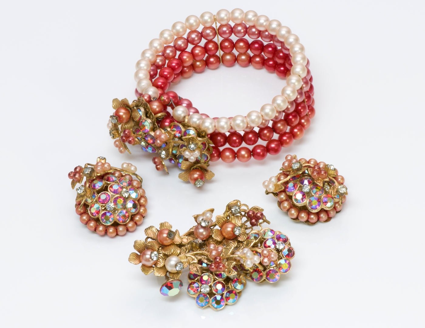 Miriam Haskell Bracelet Earrings Brooch Set