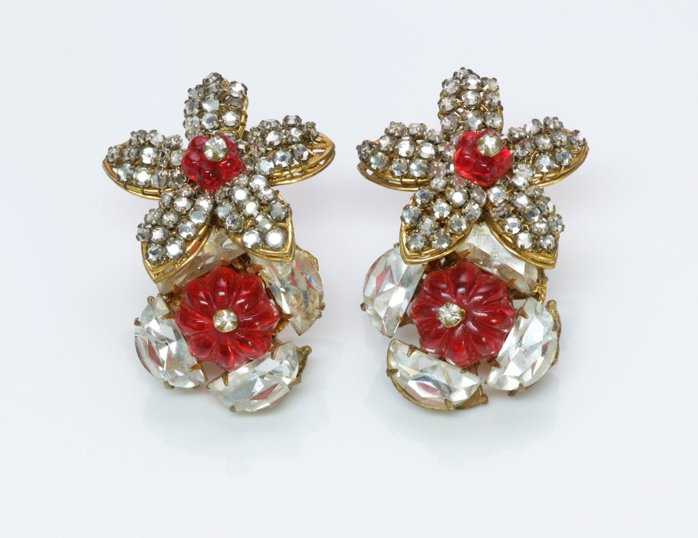 Miriam Haskell Gripoix Flower Earrings - DSF Antique Jewelry