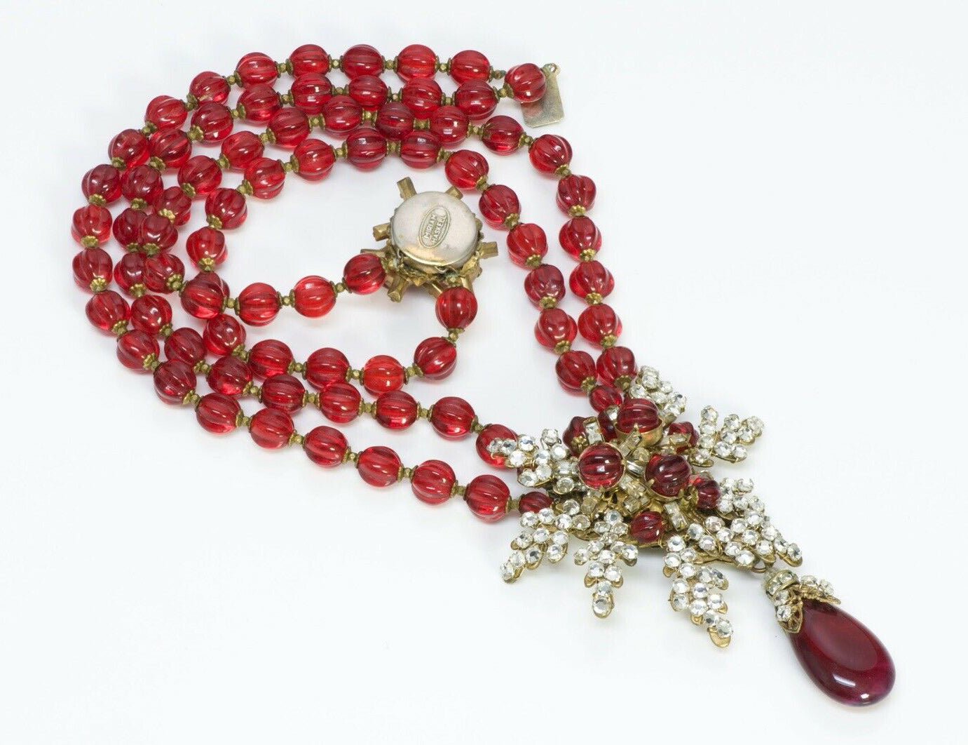 Miriam Haskell Maison Gripoix 1950’s Red Glass Necklace