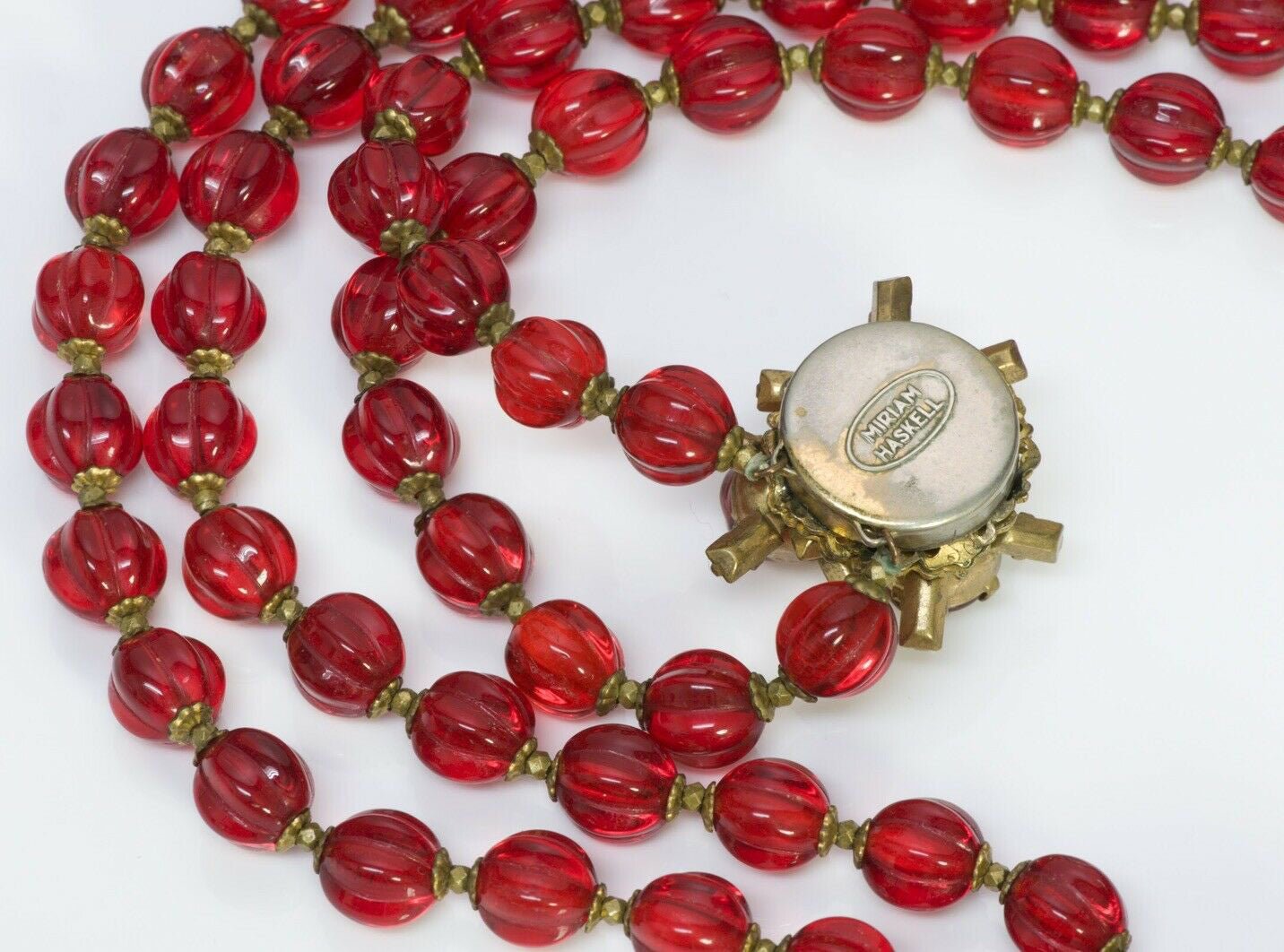 Miriam Haskell Maison Gripoix 1950’s Red Glass Necklace