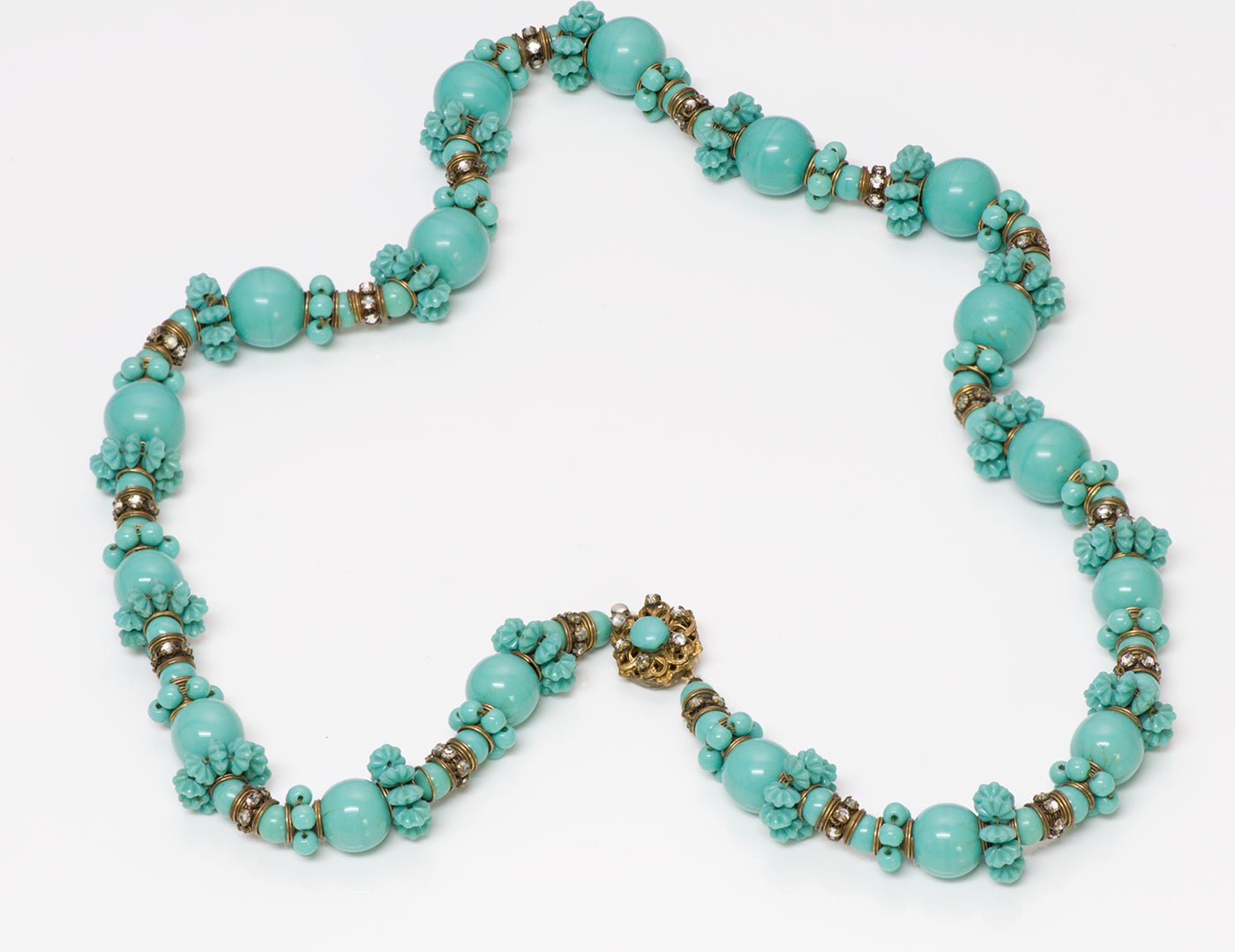 Miriam Haskell Turquoise Glass Necklace