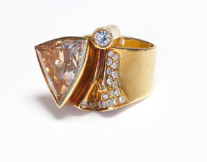 Misani 18K Gold Quartz and Diamond Ring