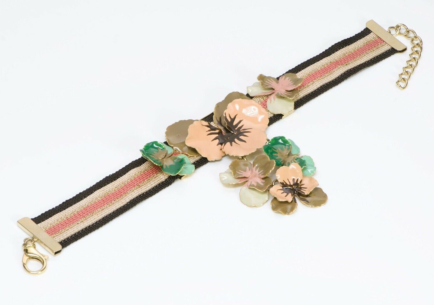 MISSONI Multi Color Enamel Pansy Flower Choker Necklace