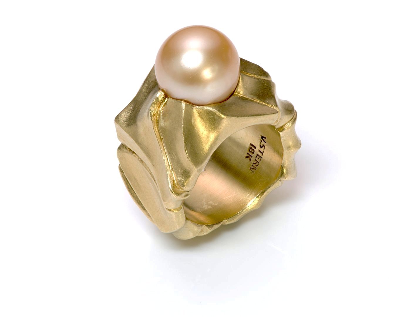 Modernistic V. Stern 18K Yellow Gold Pearl Ring