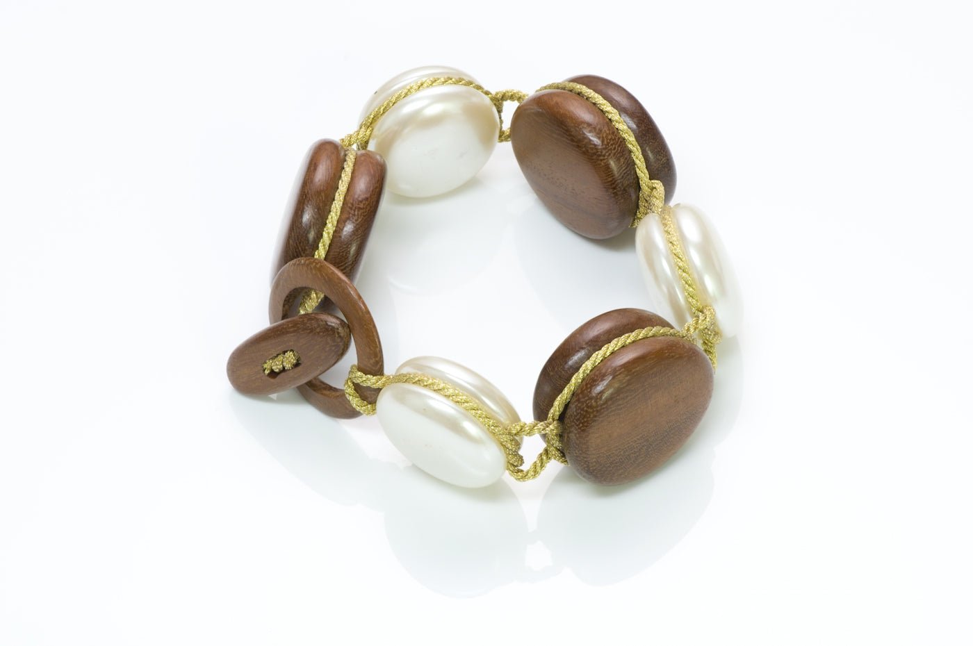 Monies Wood Pearl Macaroon Bracelet