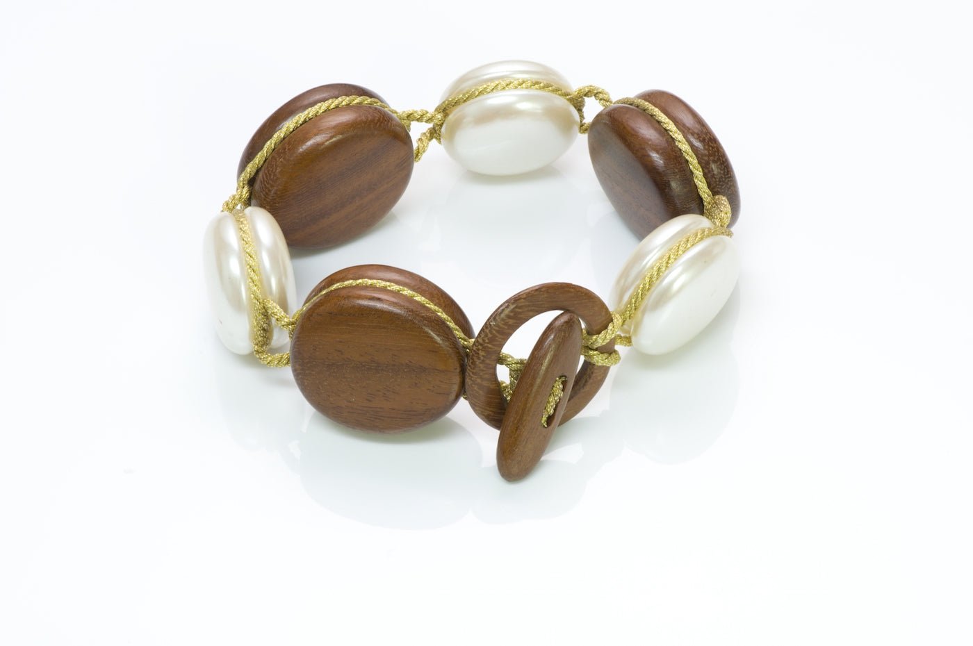 Monies Wood Pearl Macaroon Bracelet