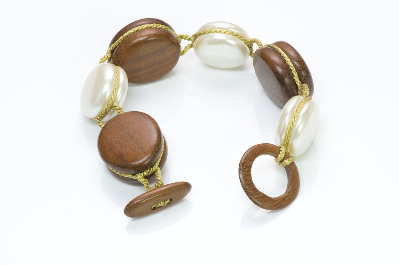 Monies Wood Pearl Macaroon Bracelet