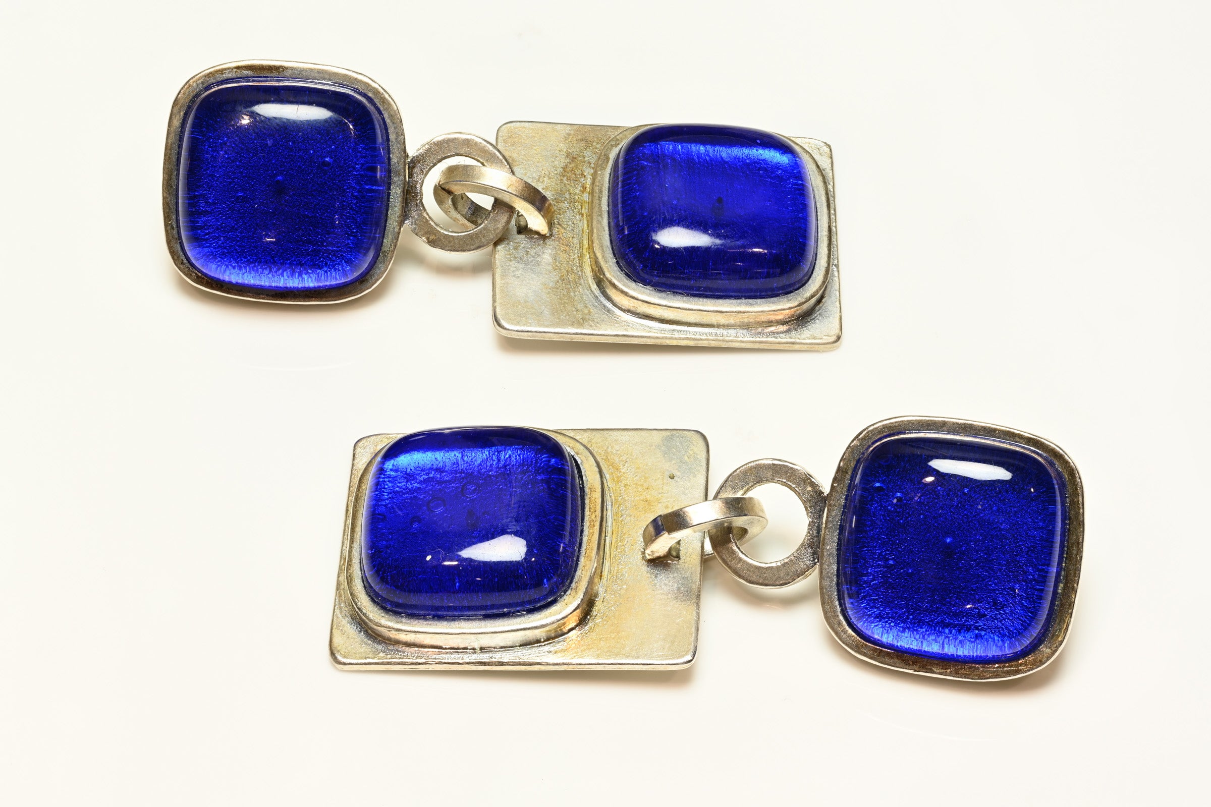 Vintage Claude Montana for Claire Deve Paris Blue Glass Earrings 1