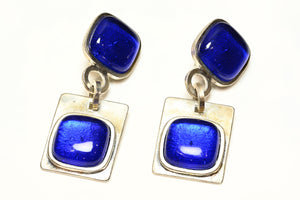 Vintage Claude Montana for Claire Deve Paris Blue Glass Earrings