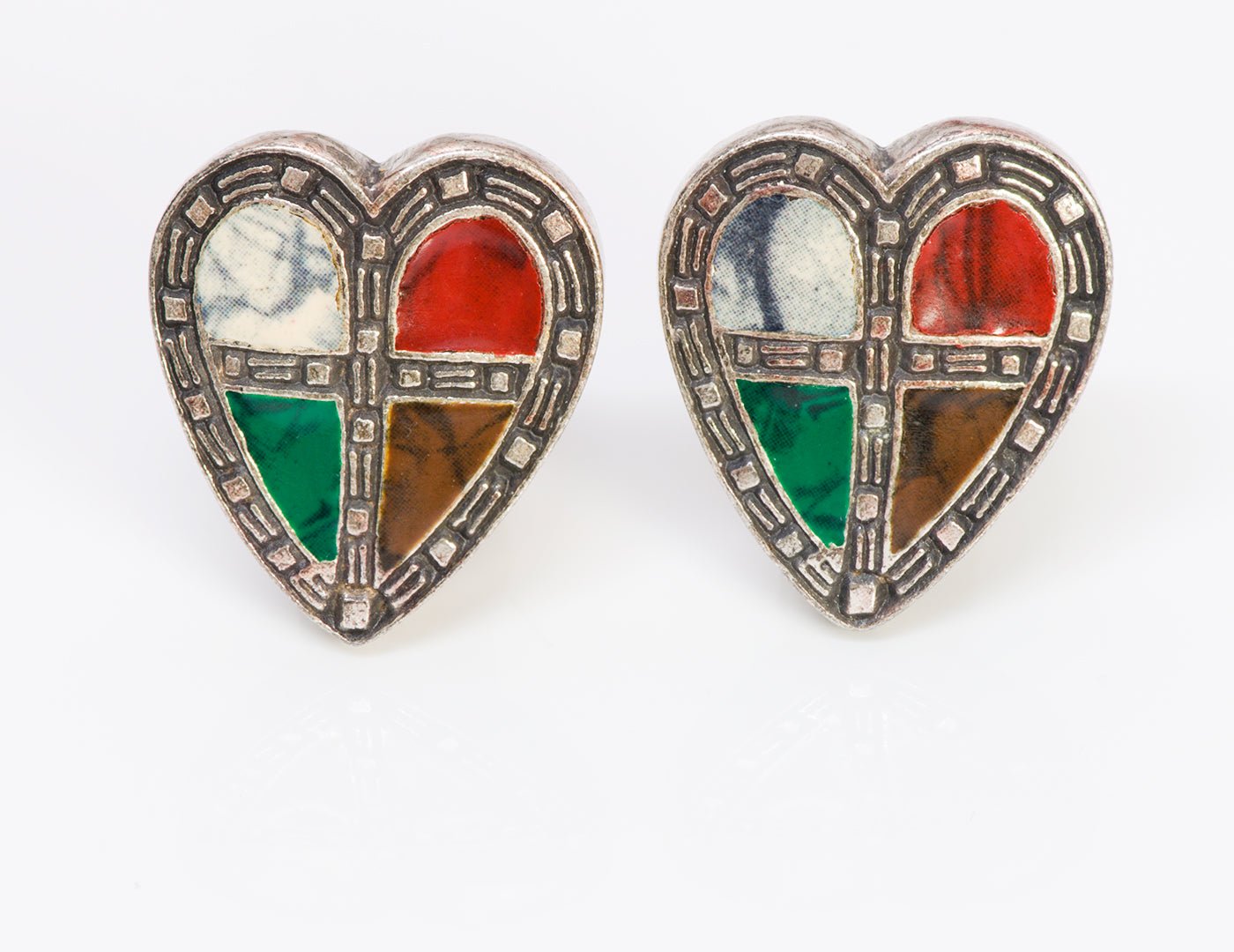 Moschino Couture Stained Glass Enamel Heart Earrings