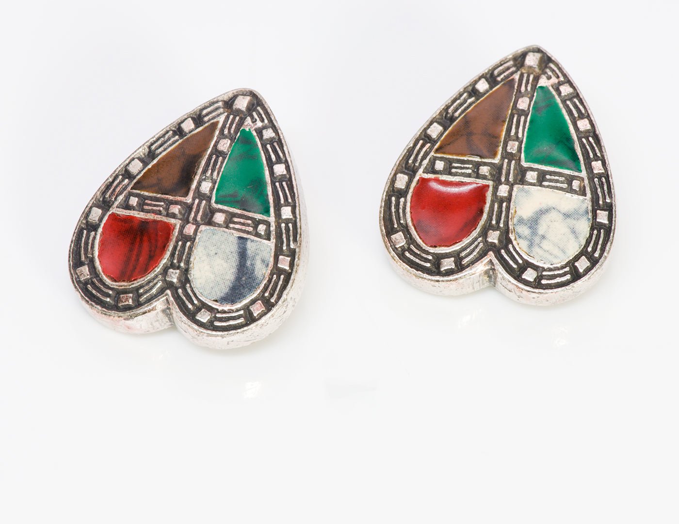 Moschino Couture Stained Glass Enamel Heart Earrings