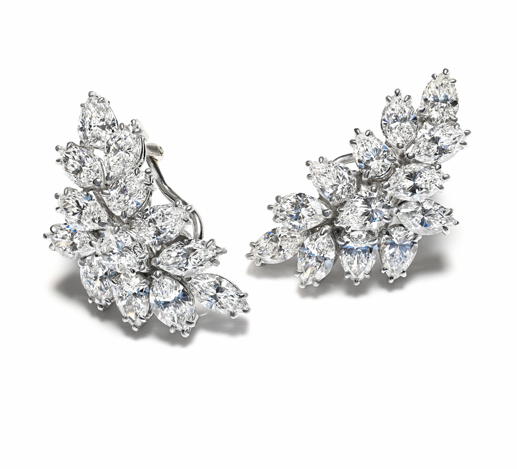 Diamond Marquise Pear-Shaped Earrings in Platinum