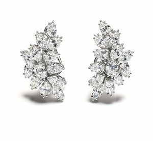 Exquisite 13.50 CTW Marquise & Pear Diamond Earrings in Platinum