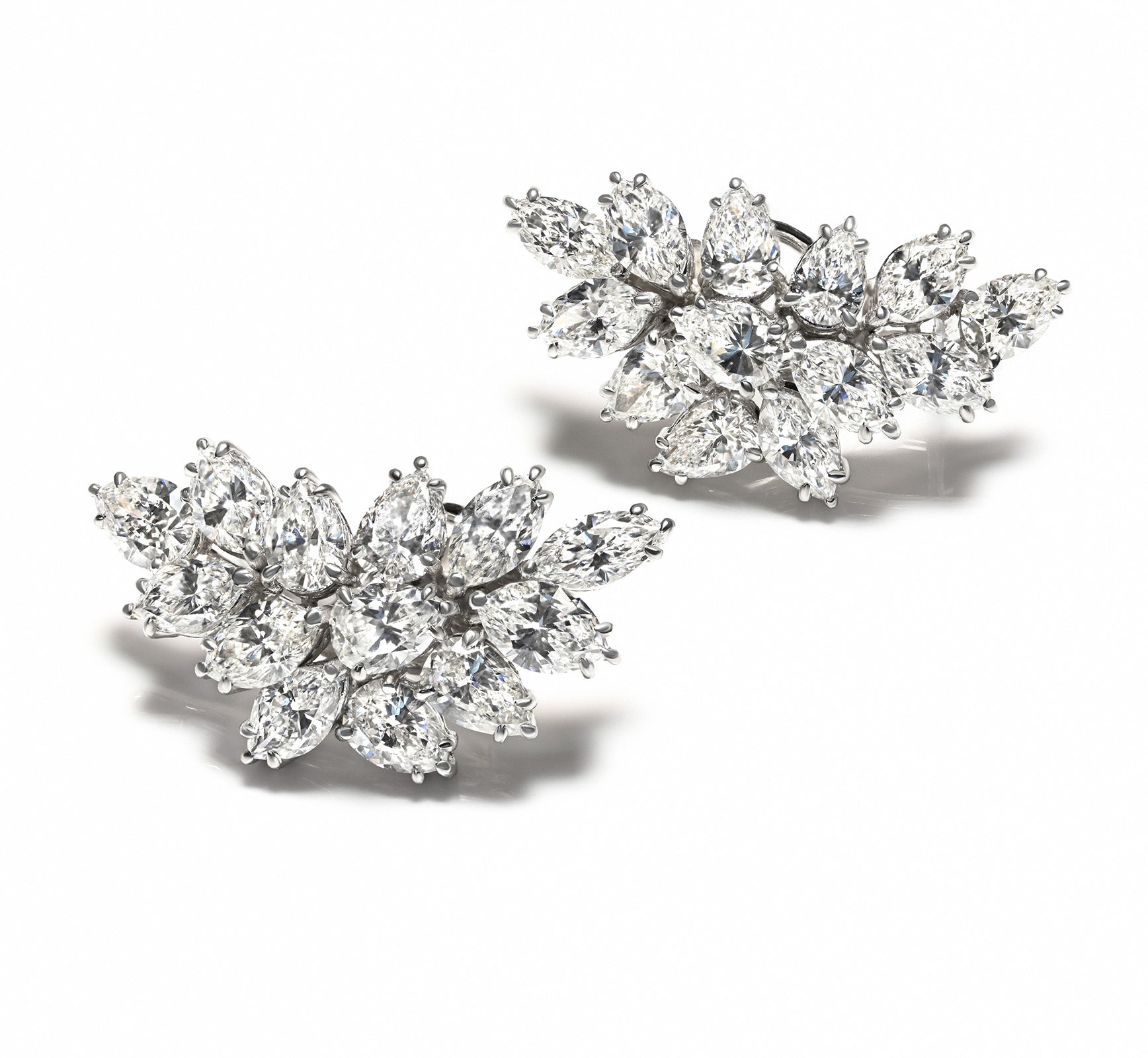 Fancy Diamond Marquise & Pear-Shaped Earrings in Platinum