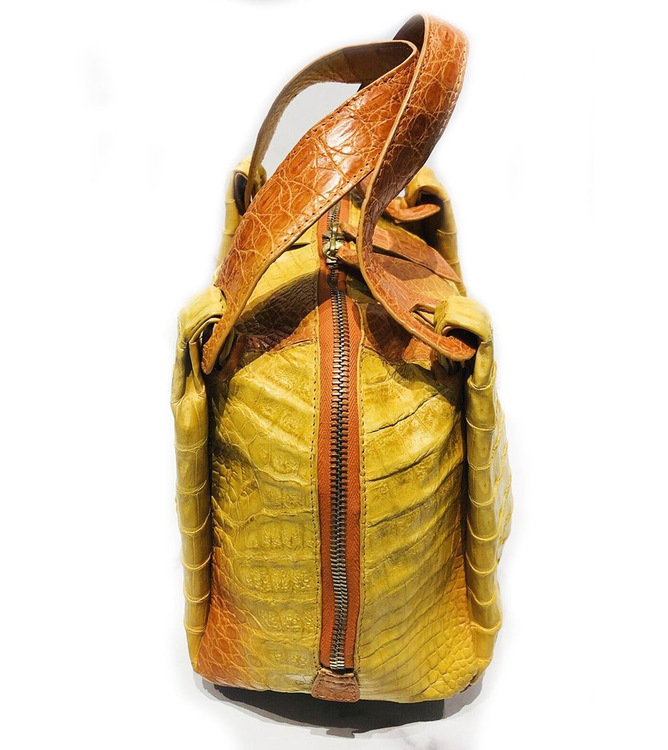 Nancy Gonzalez Yellow Orange Ombre Crocodile Satchel Bag