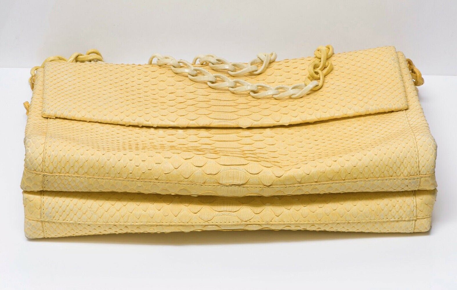 Nancy Gonzalez Yellow Python Snakeskin Crocodile Ombre Chain Flap Bag