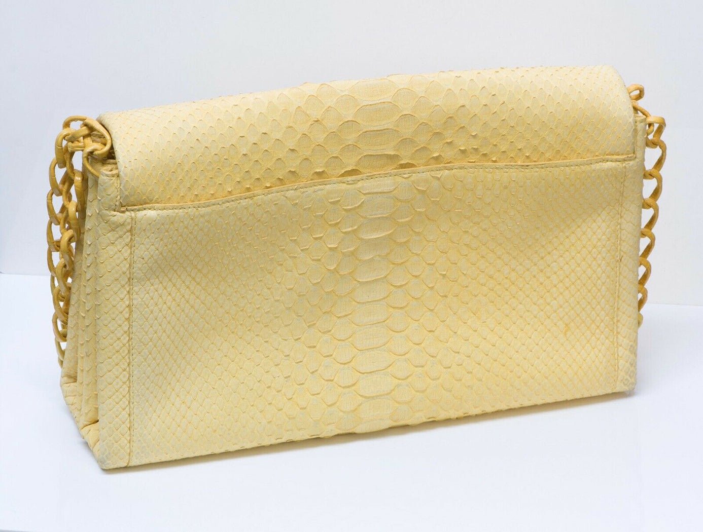 Nancy Gonzalez Yellow Python Snakeskin Crocodile Ombre Chain Flap Bag