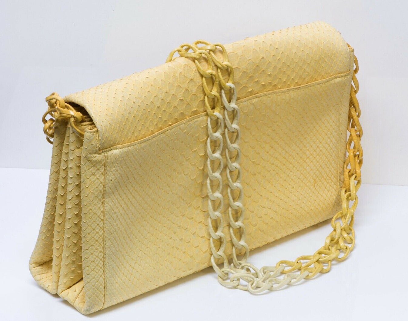 Nancy Gonzalez Yellow Python Snakeskin Crocodile Ombre Chain Flap Bag