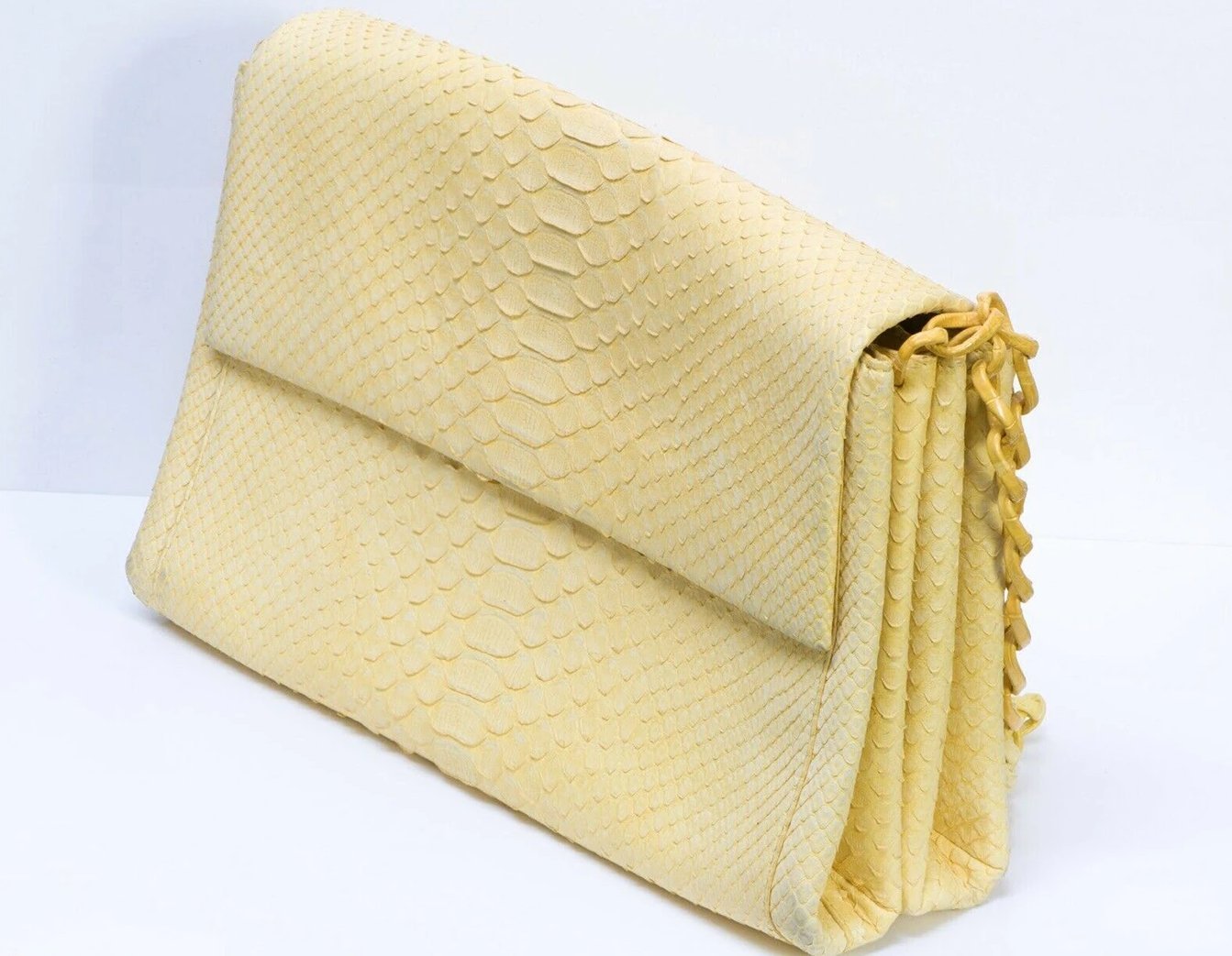 Nancy Gonzalez Yellow Python Snakeskin Crocodile Ombre Chain Flap Bag