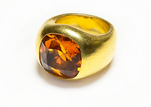 Bold and Handsome 18K Yellow Gold Citrine Ring By Natan