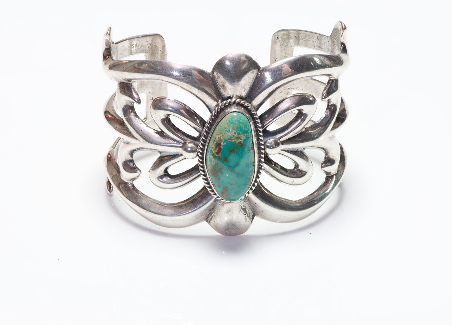 Native American W. Begay Navajo Sterling Silver Turquoise Cuff Bracelet