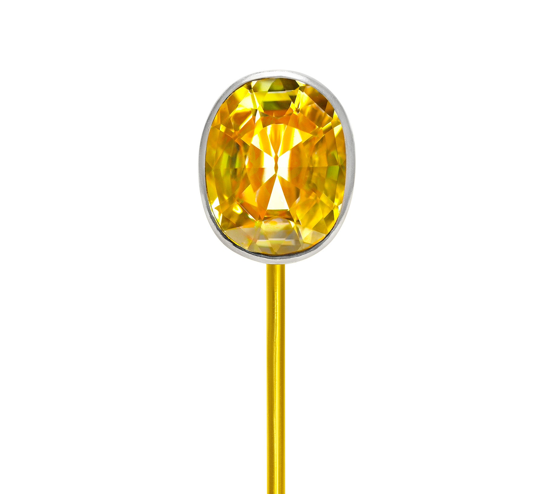 Natural Unheated Yellow Sapphire 3.50 ct Edwardian Stick Pin