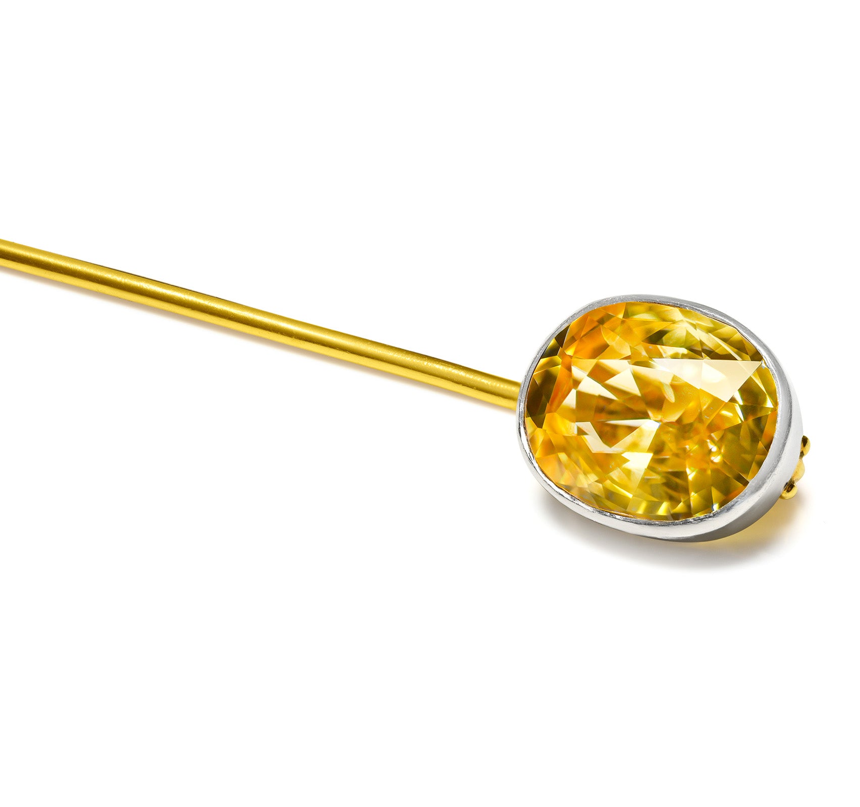 Natural Unheated Yellow Sapphire 3.50 ct – Edwardian Gold Stick Pin