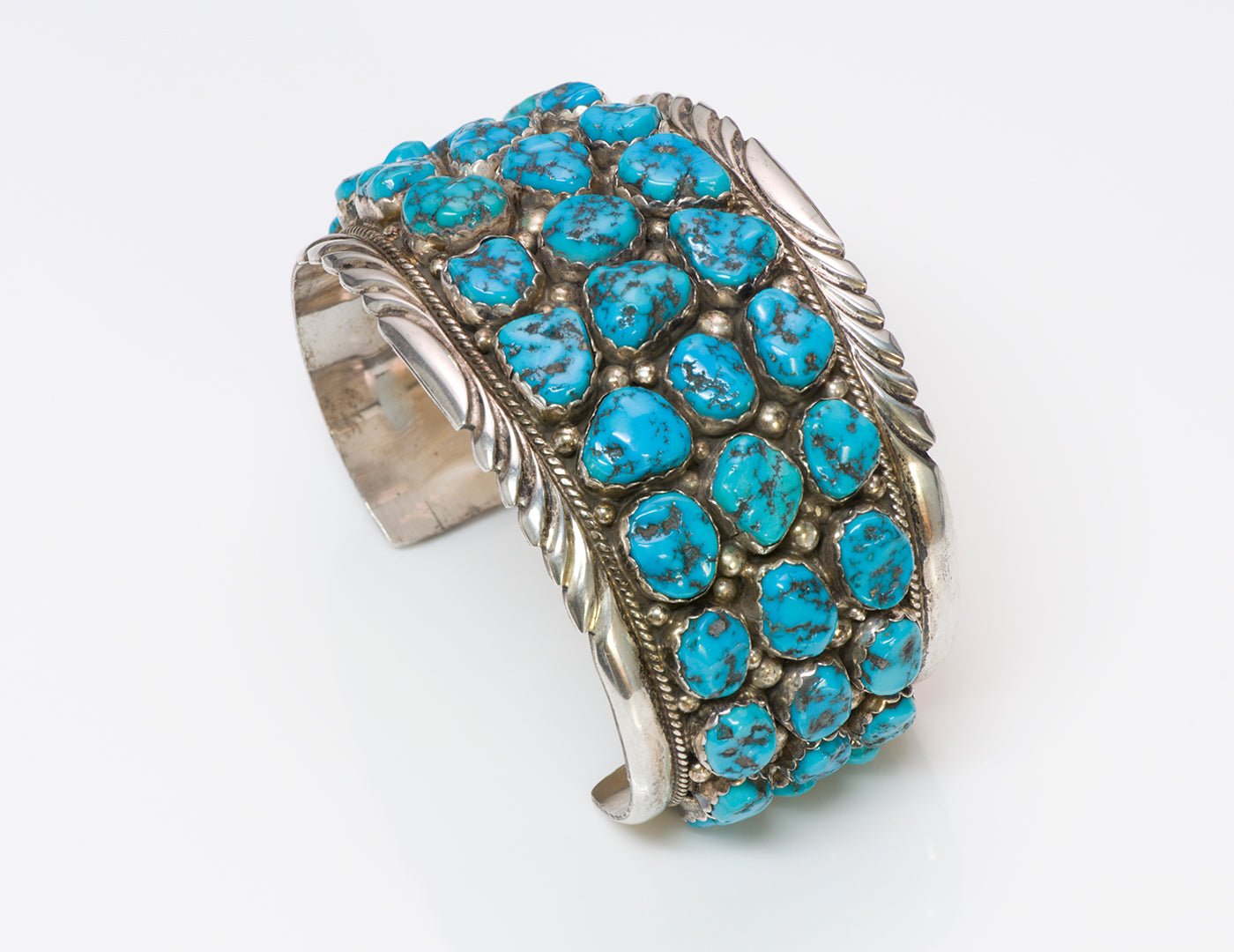 Navajo Silver Turquoise Cuff Bracelet IHMSS James N.