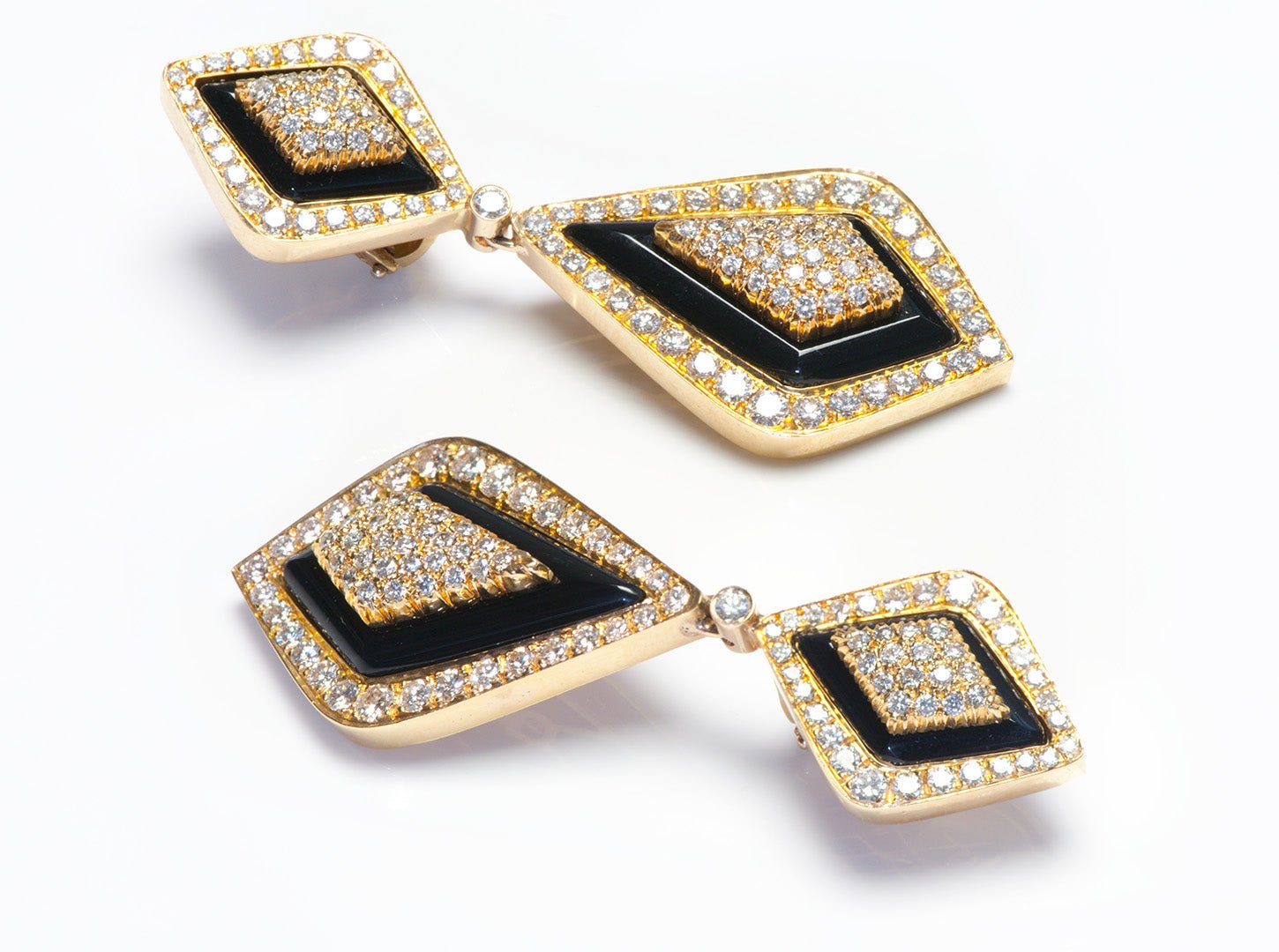 Onyx Diamond 18K Yellow Gold Earrings